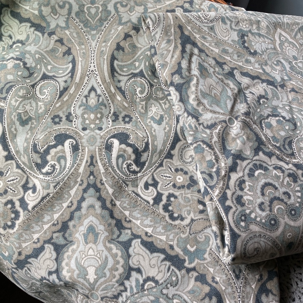Pottery Barn Paisley linen/cotton Curtains in Blue and Gray